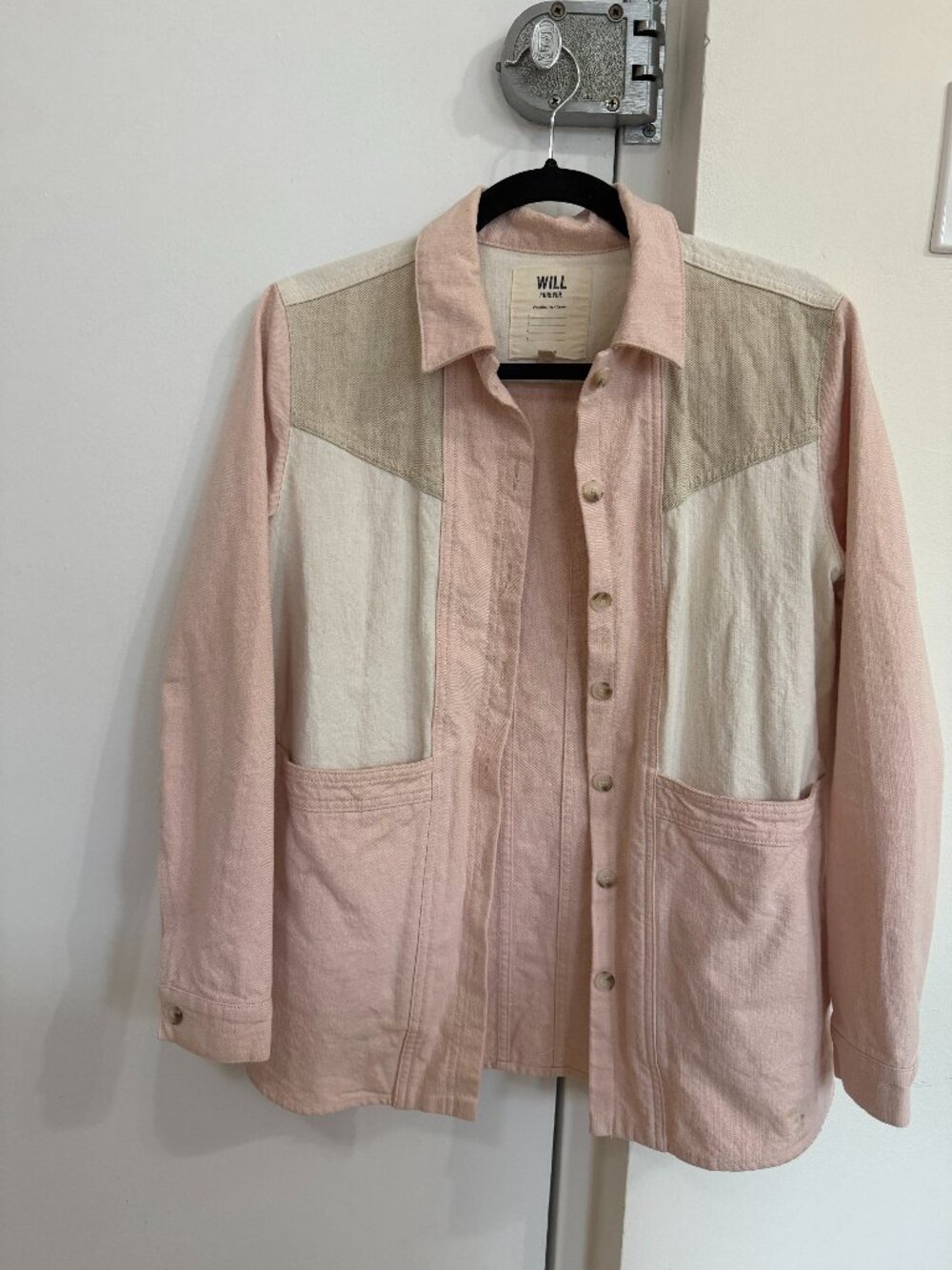 Sezane Will Forever Jacket - Light Pink & Ecru - Size XS